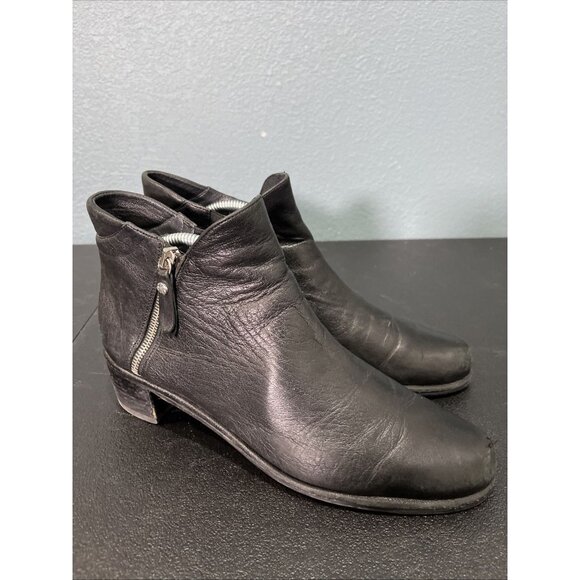 Stuart Weitzman Boots Womens Sz 9.5 Black Soft Leather Booties City Grunge Zip - Picture 1 of 8